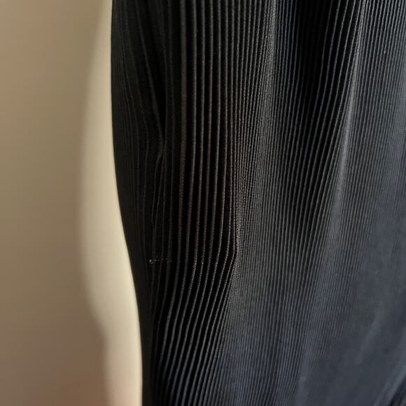 ALC Black Pleated Maxi Dress Gown Womens 4 Halter Open Back Pink Stripe Deep V - Picture 8 of 14